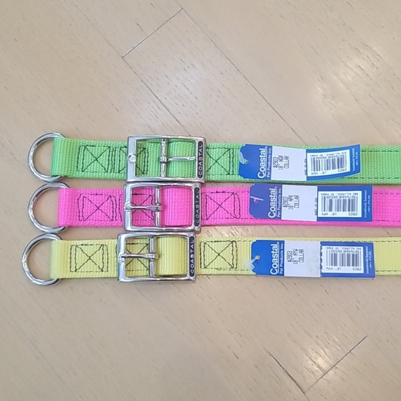 3 Coastal 18 Inch Dog Collars Pink Green Yellow - Picture 3 of 7